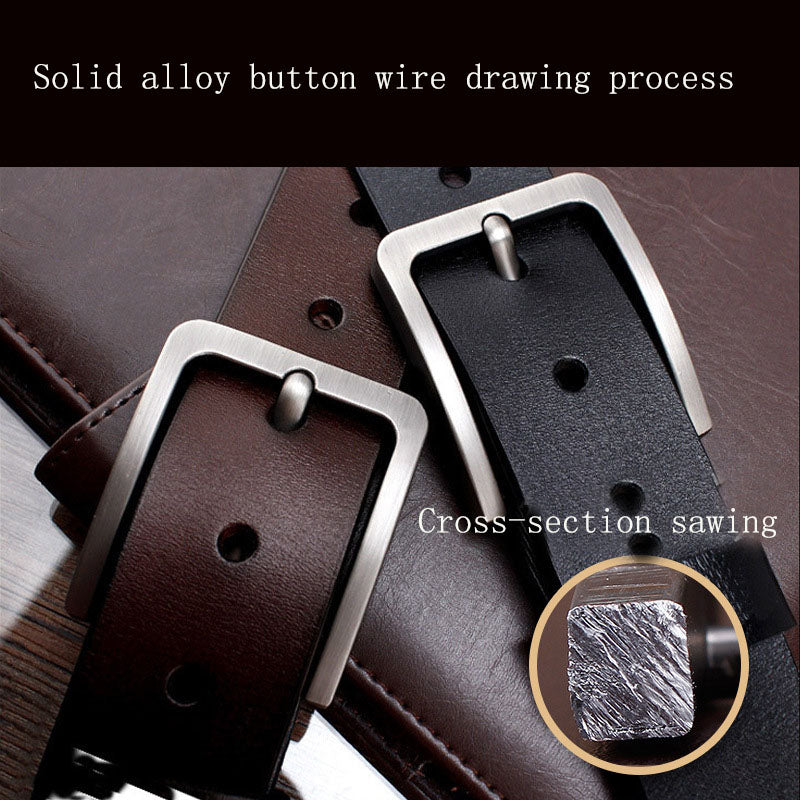 Men's Genuine Leather Belt — European Style Retro Pin Buckle