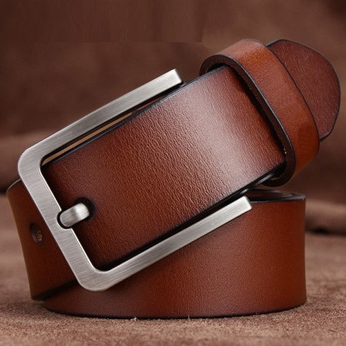 Men's Genuine Leather Belt — European Style Retro Pin Buckle