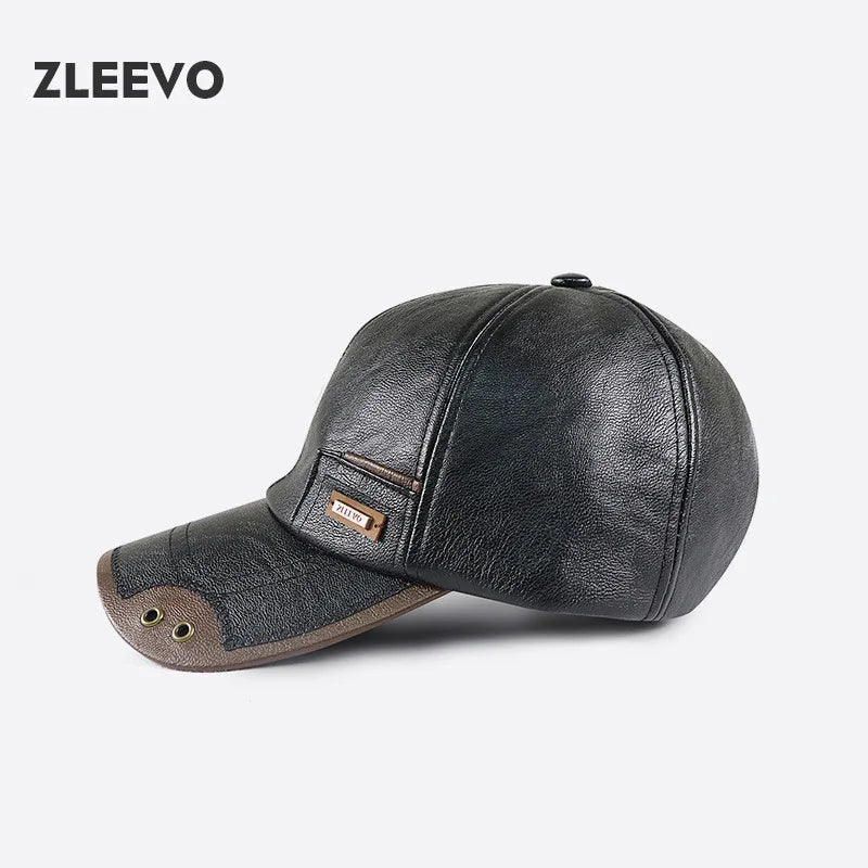 Gorra de PU Cuero con Visera Ancha — Otoño Invierno Ajustable