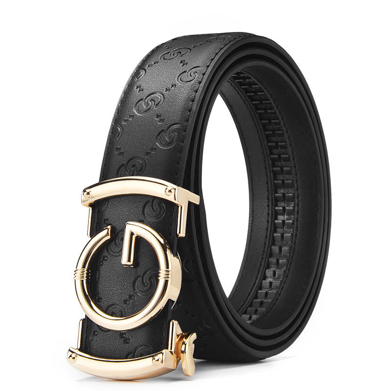 Men's Genuine Leather Belt with Automatic Buckle — Business Casual