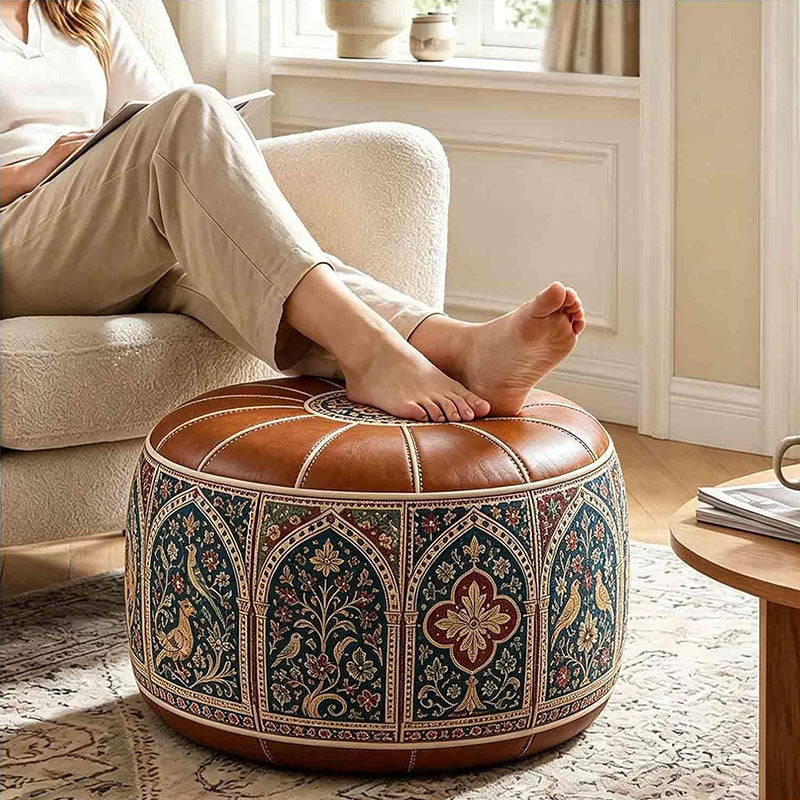 Puff Otomano Bohemio con Almacenamiento y Cubierta PU Impermeable