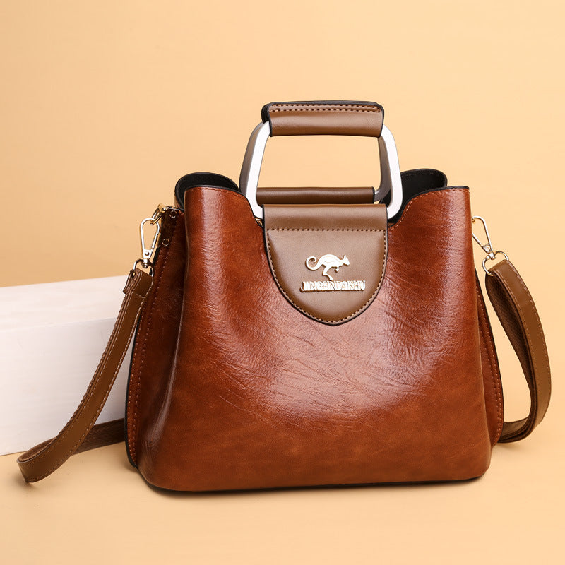 Bolso Tote Grande de PU con Diseño Color Block