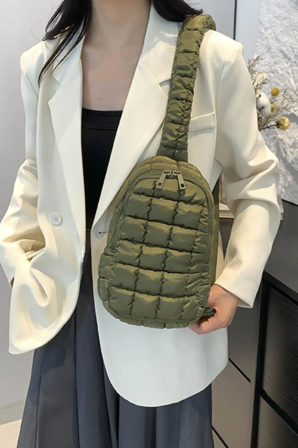 Padded Nylon Shoulder Bag