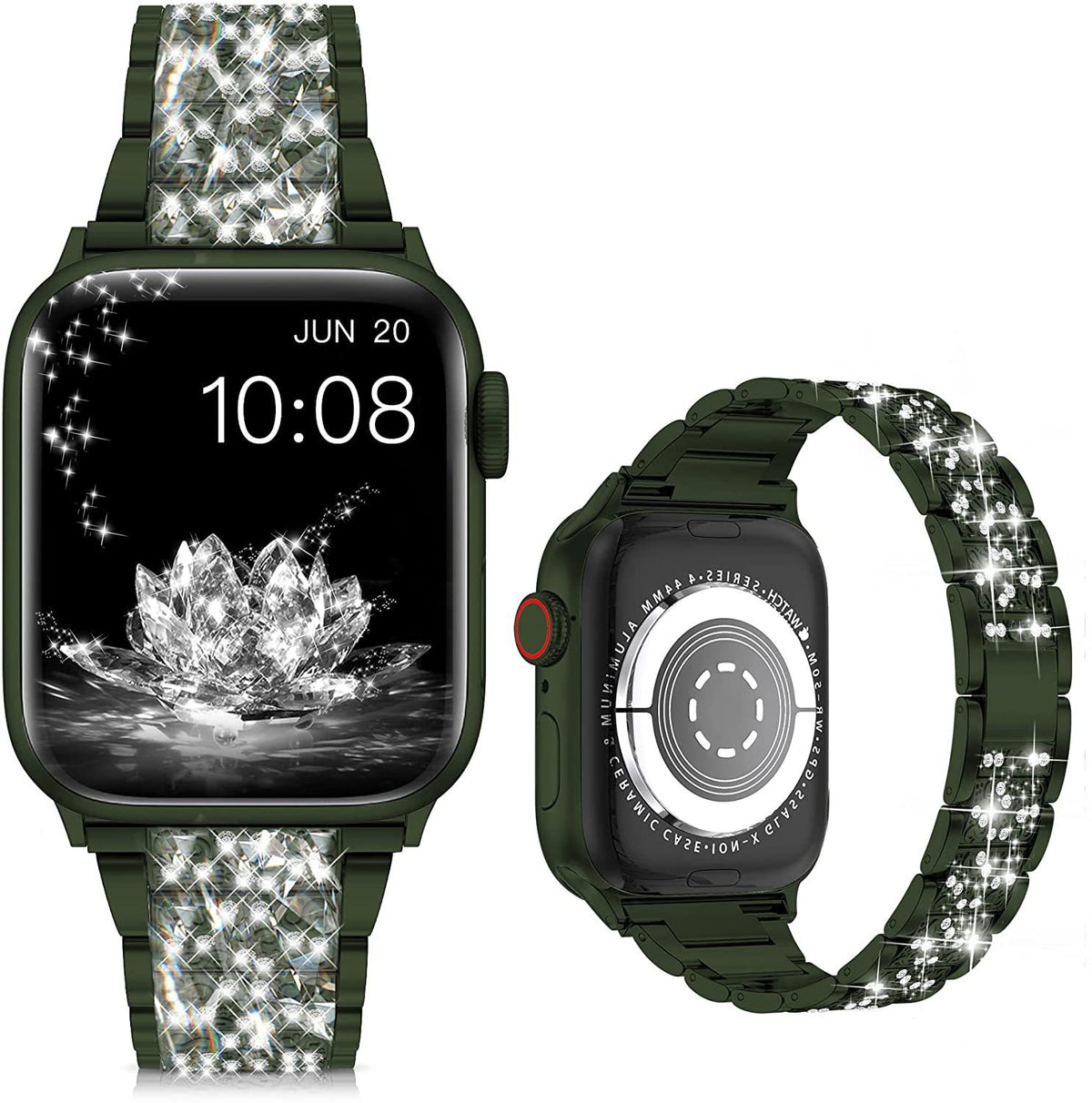 Metallic Diamond Strap for Apple Watch — Zinc Alloy 3-Link