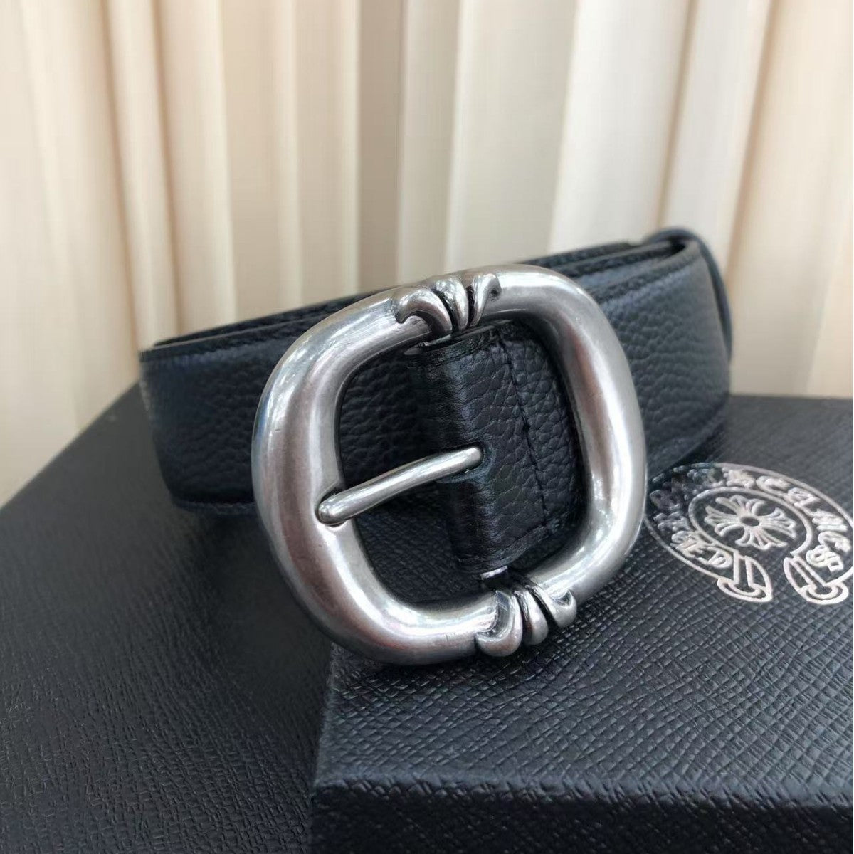 Vintage Genuine Leather Double Roller Buckle Belt - 3.8cm